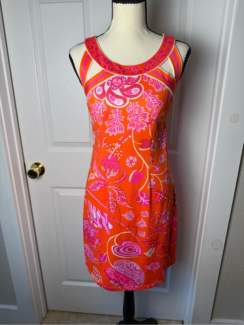 Gretchen Scott Designs Orange and Pink Floral Swim Coverup